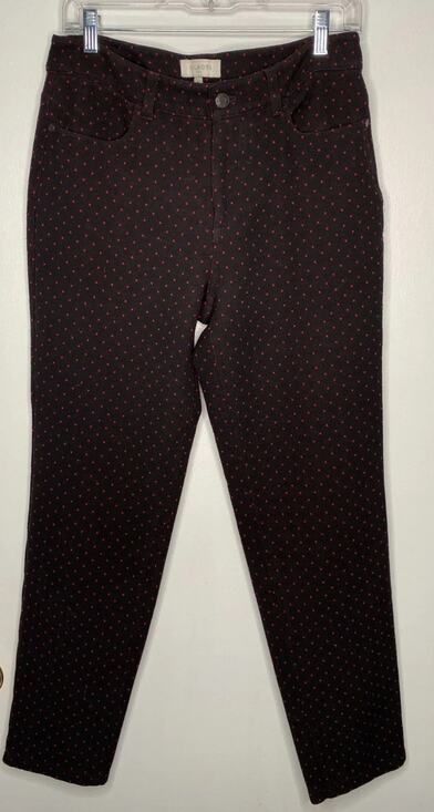 Talbots Pants - Talbots Factory Black with Red Polka Dot Ankle Pants Size 8